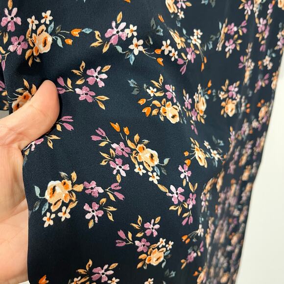 Julia Jordan Square Neck Floral A-Line Midi Dress Dark Teal Pockets Sz 10 - Picture 5 of 11